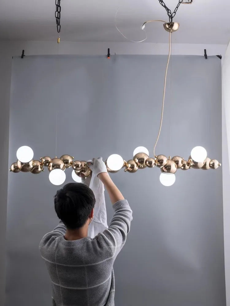 lustre moderne créatif en boule de bulles style nordique chromé - vue 6 sur 9