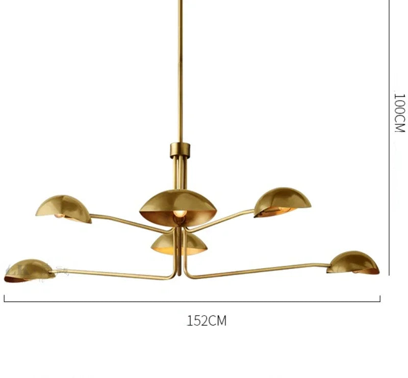 lustre rétro en cuivre lampe créative à bras long design industriel - vue 12 sur 16