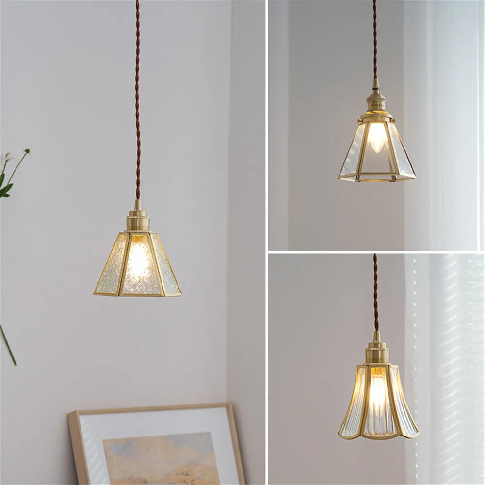 suspension vintage nordique en cuivre et verre luminaire décoratif
