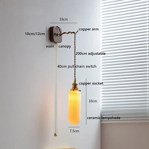 LED-Wandleuchte Nussbaum Kupfer Modern mit Steckermontage - vue 18 sur 23