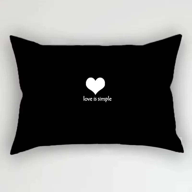 housse de coussin géométrique marbré noir et blanc 30 x 50 cm