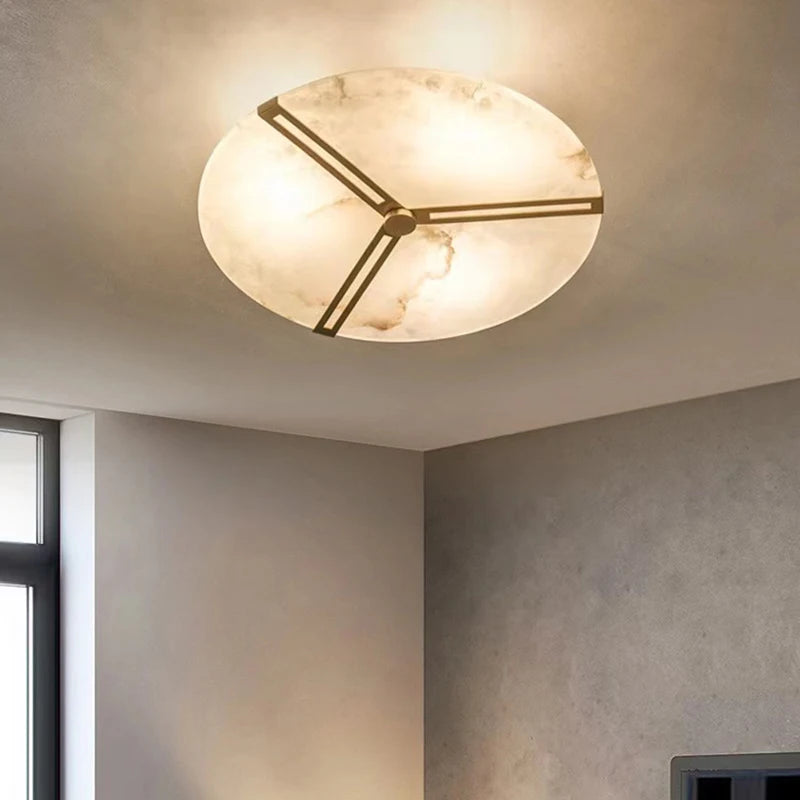 plafonnier led moderne marbre blanc salon