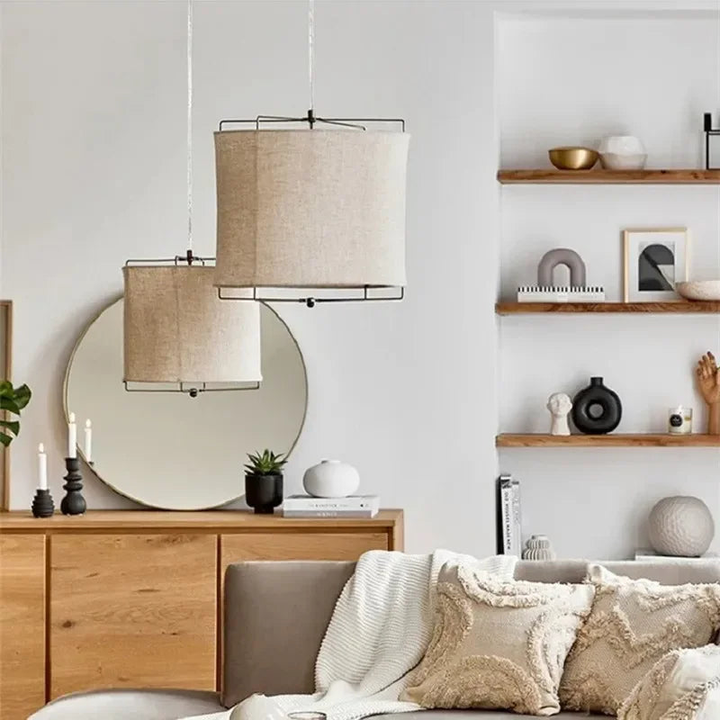 suspension en coton et lin style wabi sabi fait main pour restaurants et hôtels - vue 5 sur 14