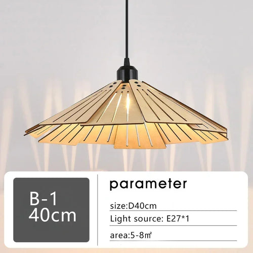 Minimalistischer Kronleuchter aus Walnussholz für modernes Vintage-Interieur - vue 10 sur 14