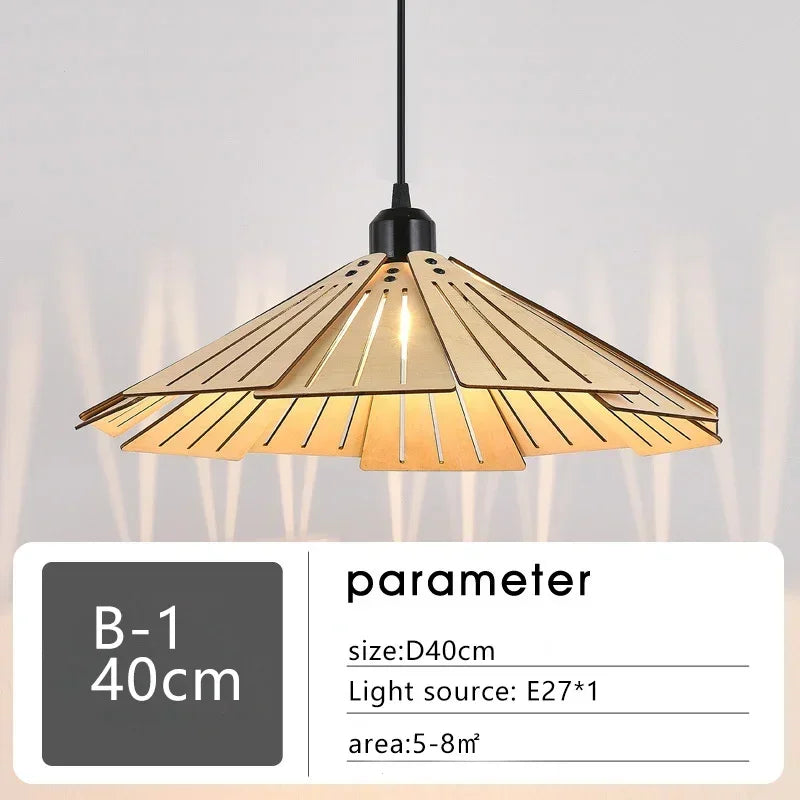 Minimalistischer Kronleuchter aus Walnussholz für modernes Vintage-Interieur - vue 9 sur 14