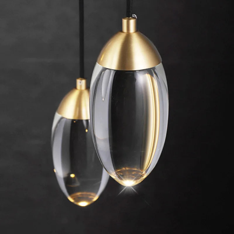 Lustre de salle à manger en cristal K5 de luxe moderne tout en cuivre salon - vue 4 sur 11