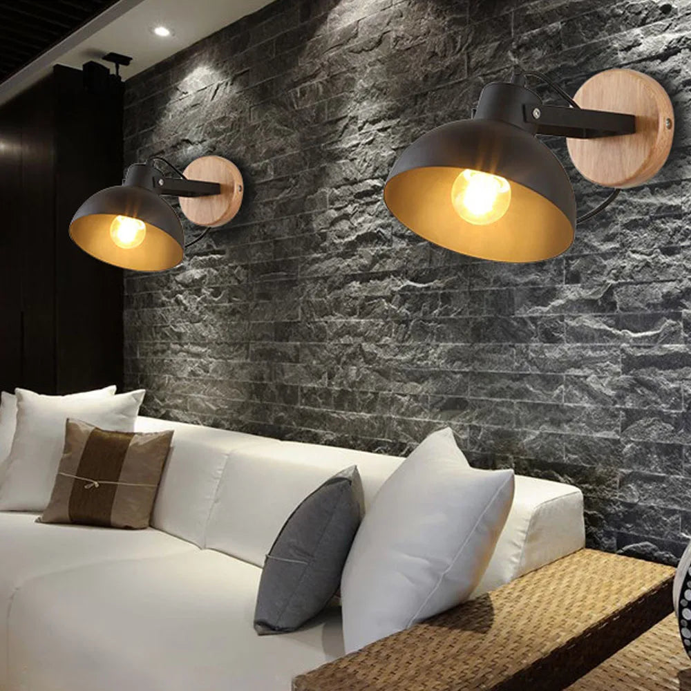 applique murale industrielle moderne en bois led décorative - vue 5 sur 6