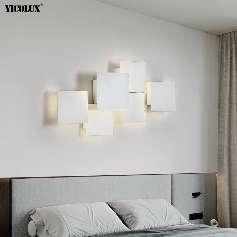 applique muraleGradation Simple noir blanc carré nouveau moderne LED salon salle à manger chambre chevet allée Hall lumières éclairage intérieur