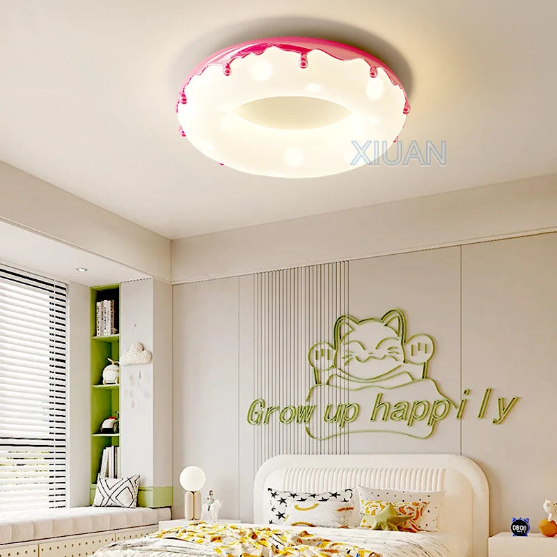 Macron Coloful Donuts Lamp 42cm 52cm Bedroom Ceiling Light White Pink Green Coffee Children‘s Room Chandelier Lights Indoor LED - vue 3 sur 23