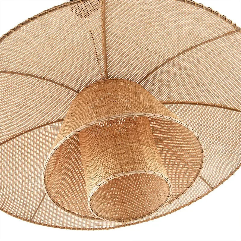 Wabi-sabi rétro rotin suspension Vintage artisanat silencieux lampe à vent pour salon chambre salle à manger Table lustre - vue 11 sur 10
