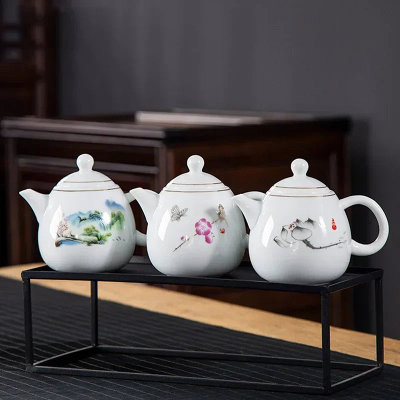Theiere porcelaine style chinois service the puer 250ml - vue 3 sur 7