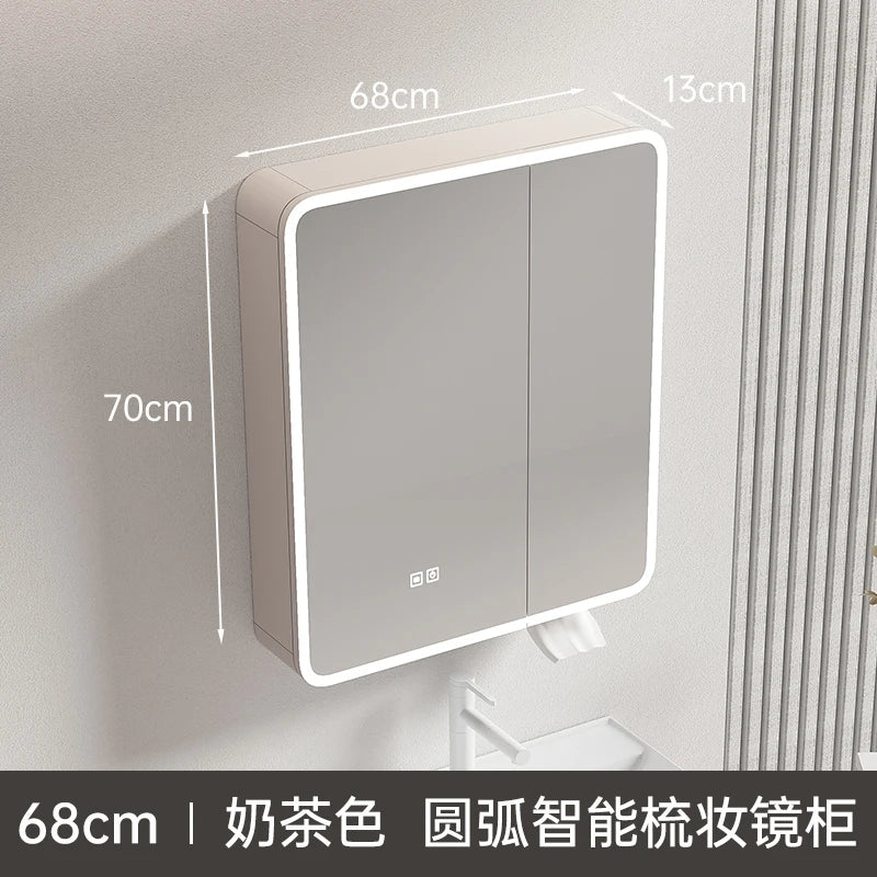 armoire circulaire en aluminium avec miroir éclairage intelligent et rangement - vue 15 sur 32