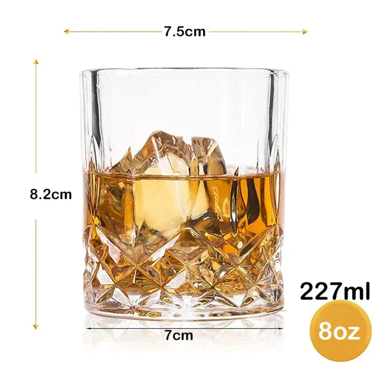 Verres whisky design motif relief style old fashioned