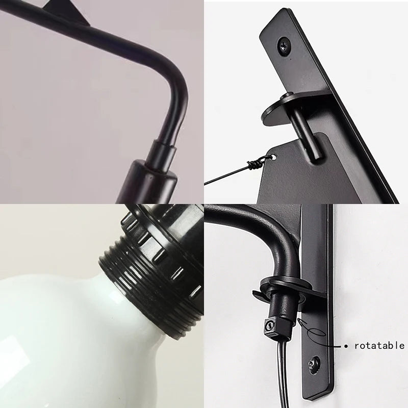 applique murale minimaliste à bras long rotatif avec interrupteur - vue 6 sur 7