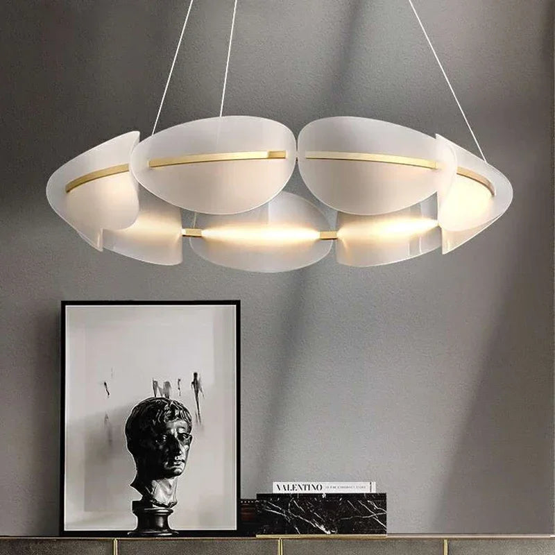 Lustres LED modernes Suspension en acrylique pour salon lustre en Bronze éclairage de chambre lampes suspendues Luminaire d'intérieur - vue 6 sur 8