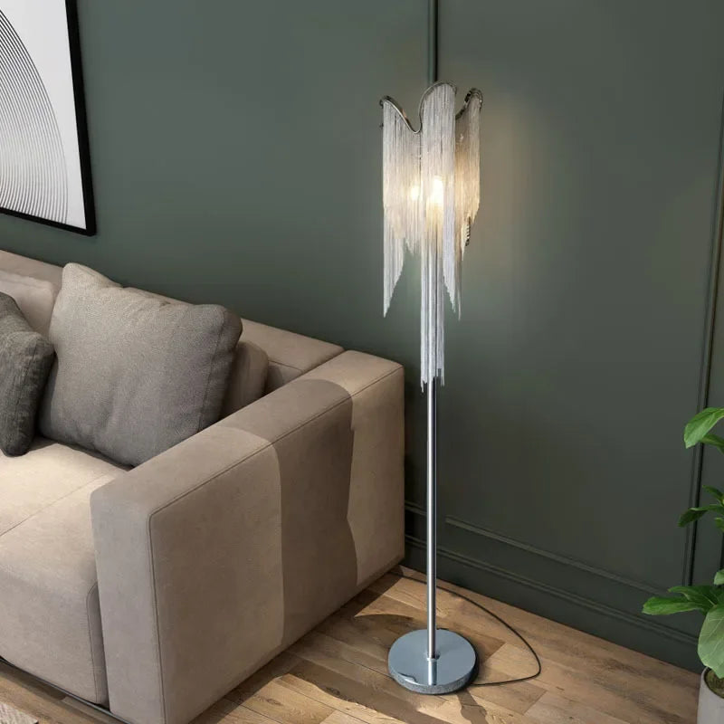 lampadaire postmoderne de luxe avec chaîne en aluminium style nordique italien - vue 7 sur 6