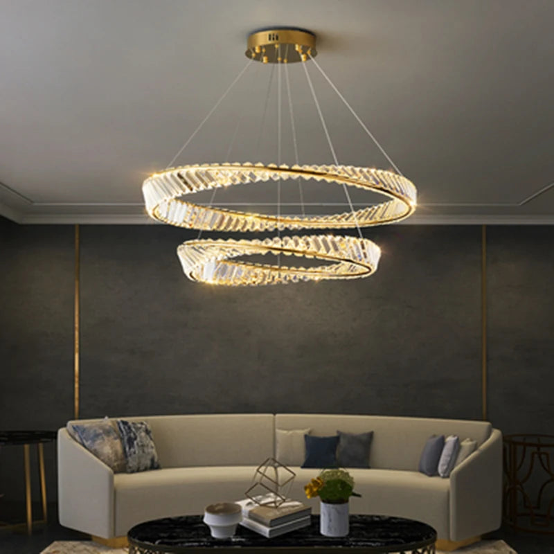 lustre en or de luxe avec éclairage en cristal winfordo - vue 4 sur 13