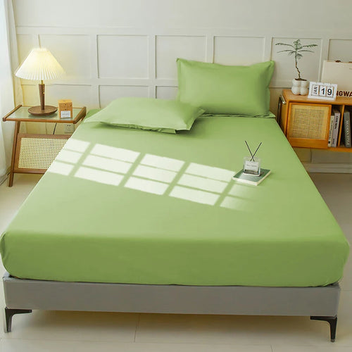 Waterproof Fitted Sheet Bedding Cover Bed Cloth Solid Color Mattress ,Soft Breathable Noiseless Bed Cover Deep Pocket Large size - vue 11 sur 14