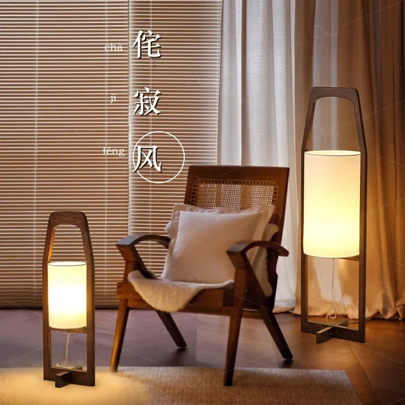 lampadaire japonais rétro en bois massif design créatif et simple - vue 6 sur 6