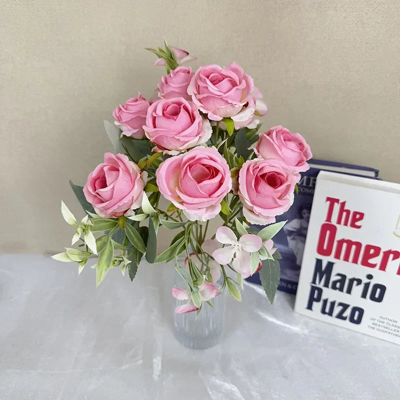 bouquet de roses artificielles en soie pour décoration intérieure - vue 7 sur 14
