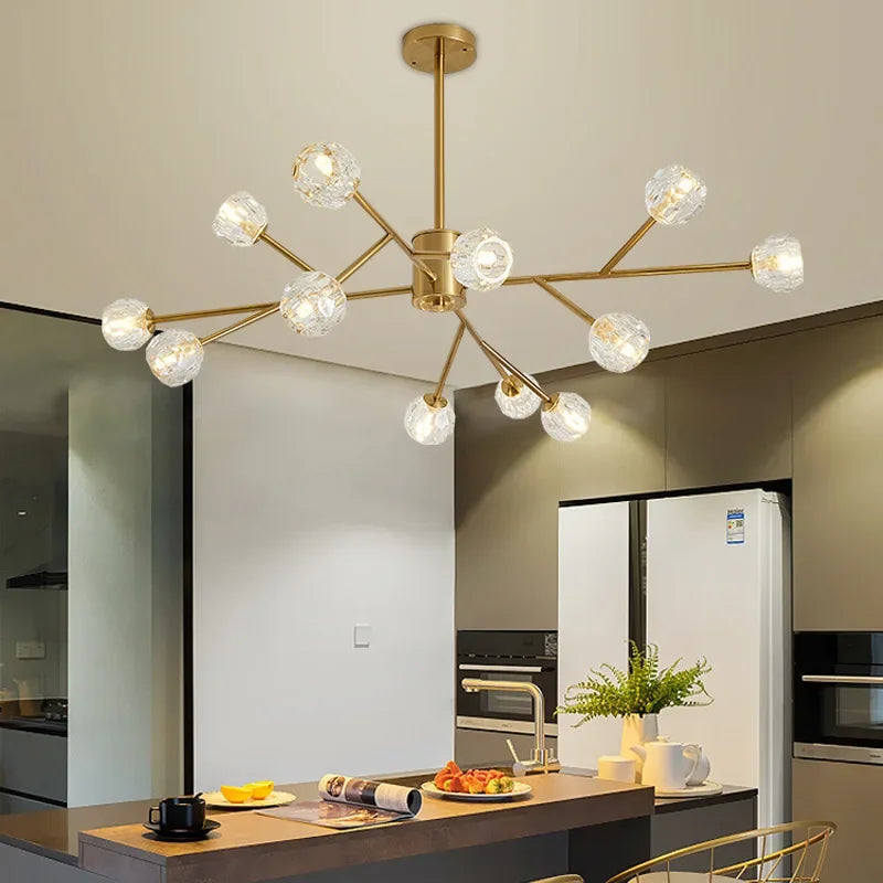 lustre led en cristal design nordique suspendu moderne - vue 4 sur 14