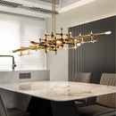 lustre postmoderne de luxe nordique led géométrique en acier inoxydable