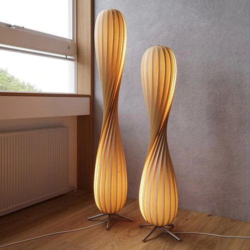Wabi Sabi – Stehleuchte aus Holz, schlicht und retro - vue 2 sur 8