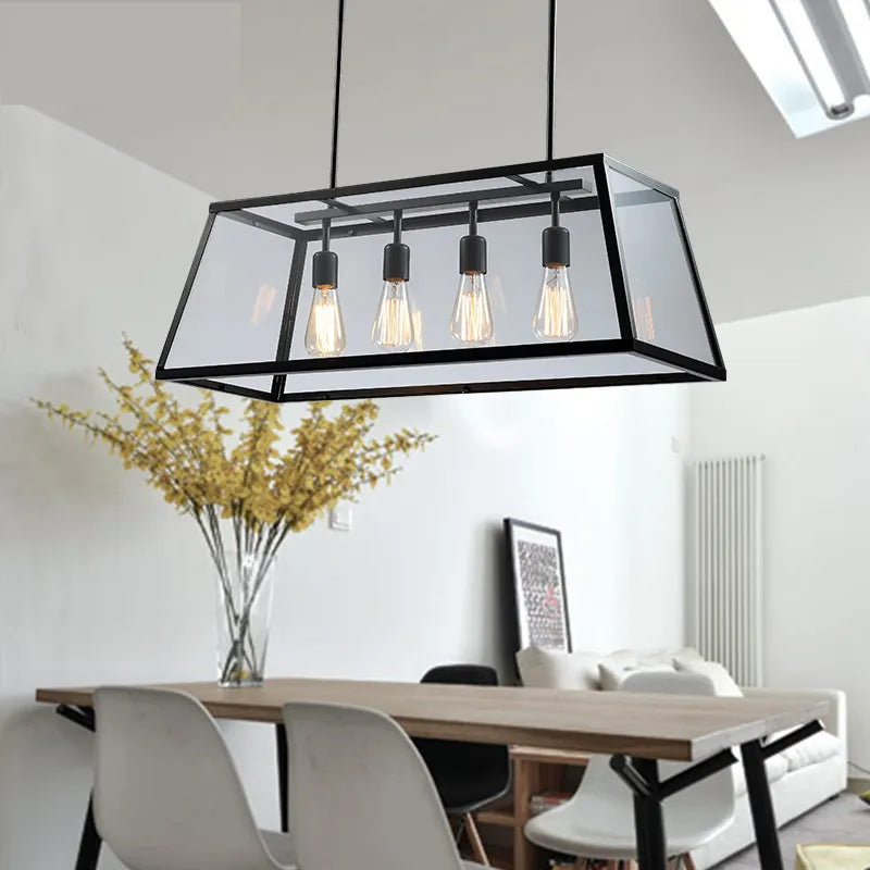 suspension industrielle vintage en fer et acrylique pour cuisine et bar - vue 4 sur 6