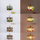 Deckenleuchte Cube im Tiffany-Stil aus Buntglas für stilvolle Inneneinrichtung
