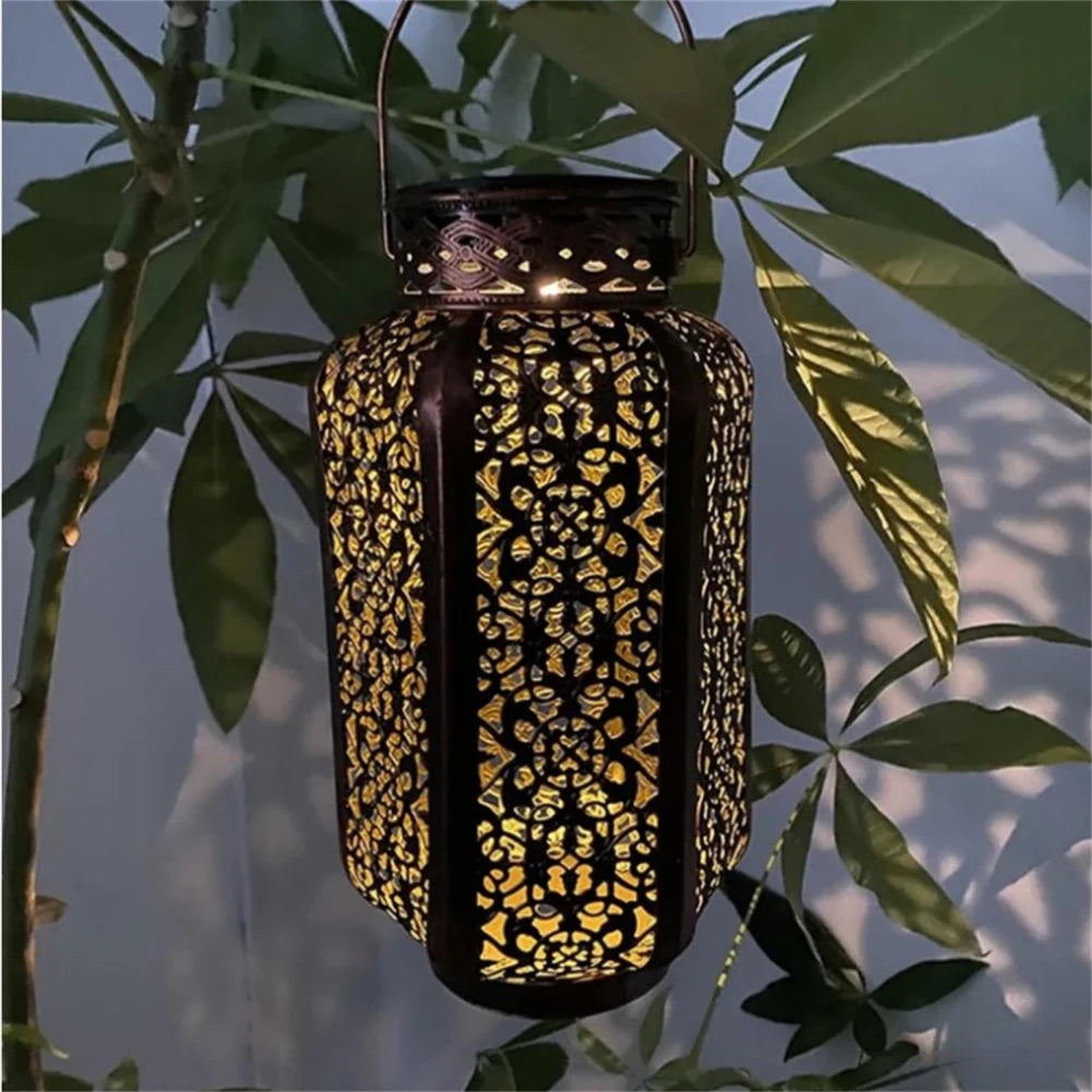 Solarlaterne LED mit Retro-Muster für Außen Garten Patio - vue 5 sur 7