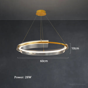 Luxuriöser LED-Kronleuchter mit dimmbarem, einfachem Ring für Haus und Hotel