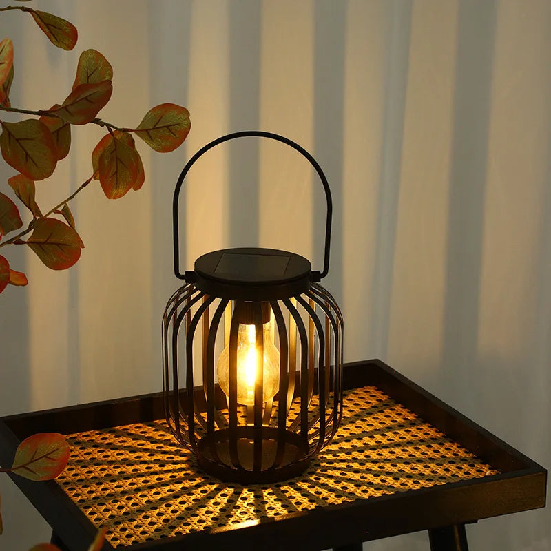 Lumière de jardin solaire extérieure LED étanche lanterne chinoise lumière B &amp; B cour Antique fer Art Portable paysage lumière chaude