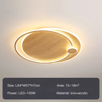 lustre moderne en bois avec éclairage intelligent circulaire