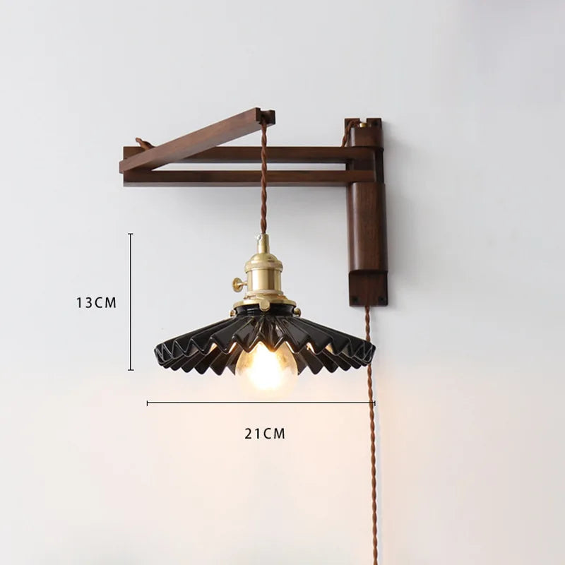LED-Wandleuchte Retro Japanisch Teleskopisch aus Messing und Glas - vue 8 sur 15