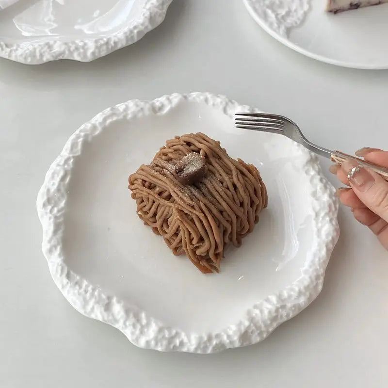 Plateau ceramique motif roche style western peu profond