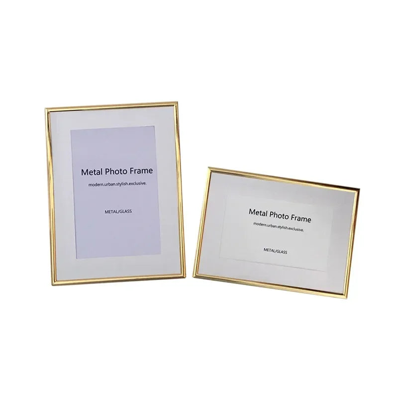 Elegant Minimalist Gold Metal Frame, Wall Mount, Tabletop Picture Frame, Slim Border, Home Decor, 12 Inch, A4