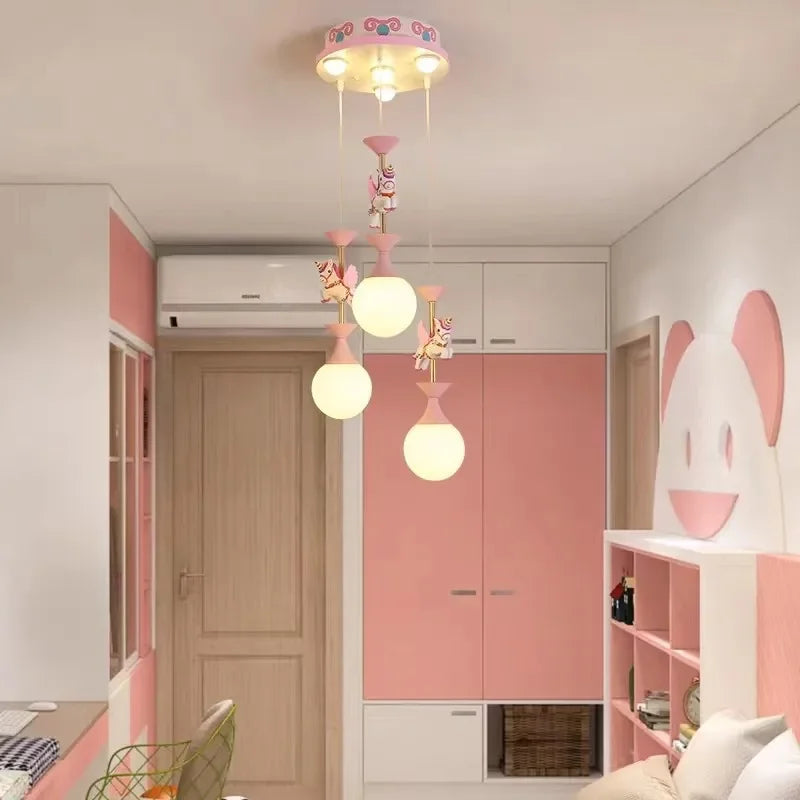 Lustres de chambre d'enfants plafonnier mignon fantaisie moderne lampe à LED créative avec animal salon filles chambre lumière - vue 5 sur 12