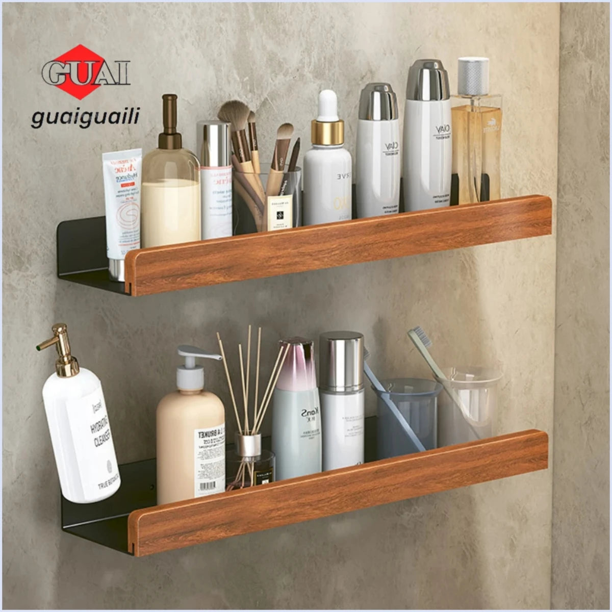 Wall-Mounted bathroom shelf，Punch Storage Holders Racks,floating shelves for wall， living room no-hole punching Storage Shelves