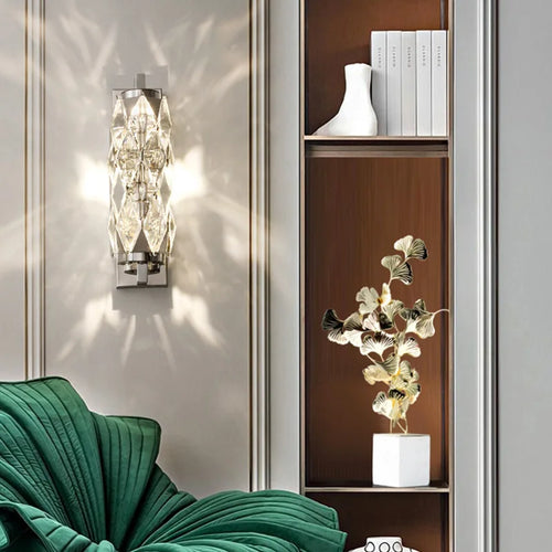 applique murale led chromée en verre de cristal avec 3 gradations variables