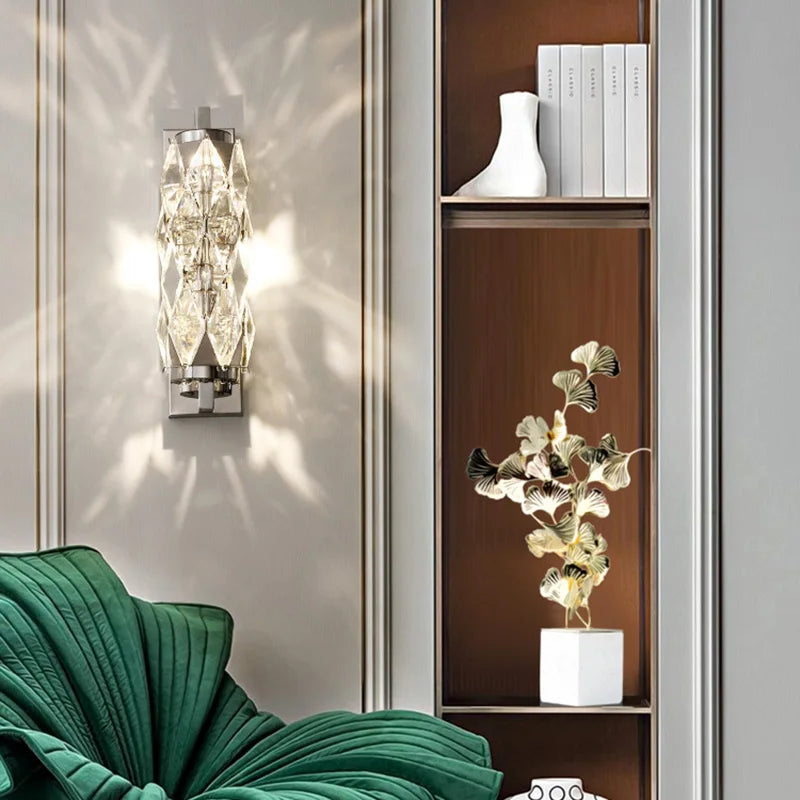 applique murale led moderne en verre de cristal avec 3 gradations variables - vue 3 sur 8