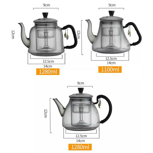 Théière en verre borosilicate 1.2l infuseur double compartiment