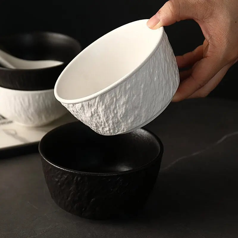 Vaisselle en ceramique effet roche bols assiettes artisanales - vue 6 sur 7