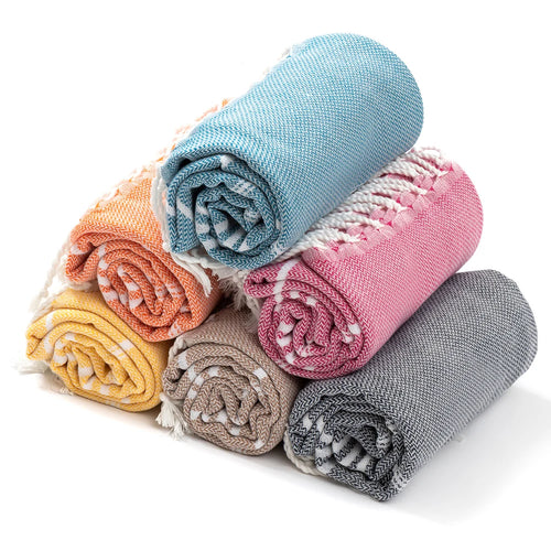 serviette de plage turque coton rayures franges rapide - vue 3 sur 7