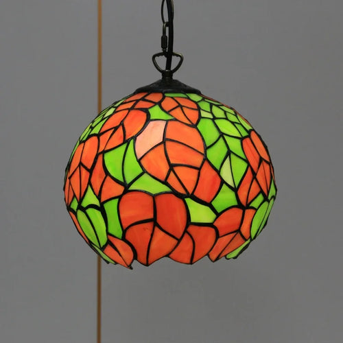 Tiffany-Pendelleuchte mit Blättermotiv für elegante Innendekoration - vue 4 sur 6