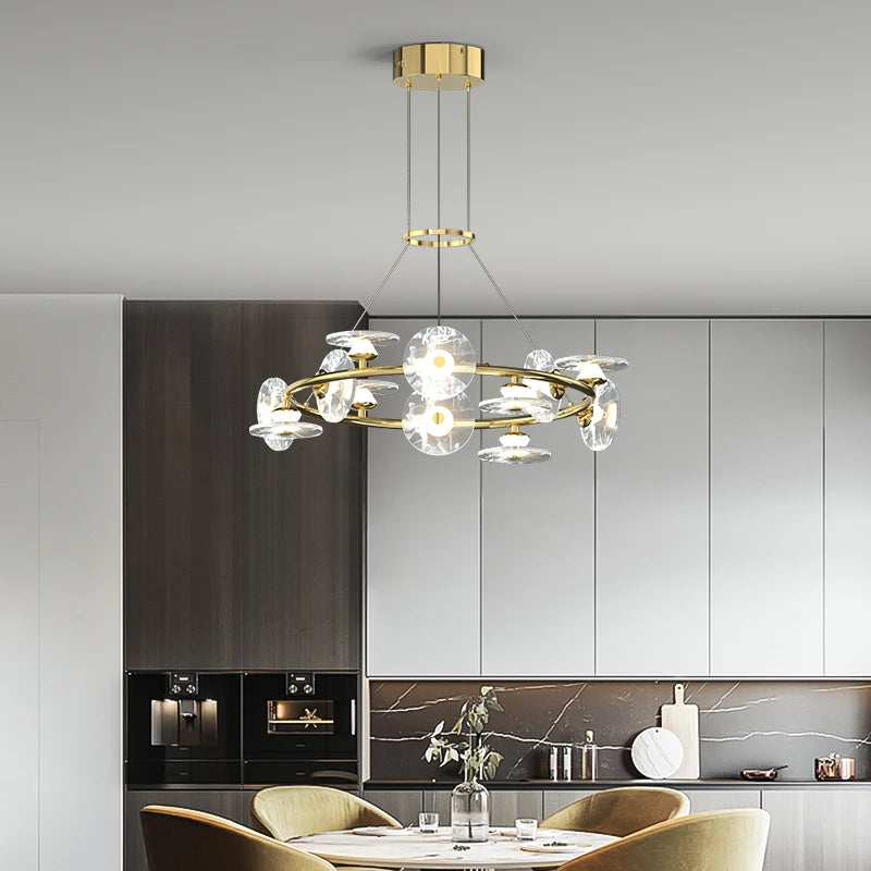 suspension moderne minimaliste en verre et éclairage led créatif