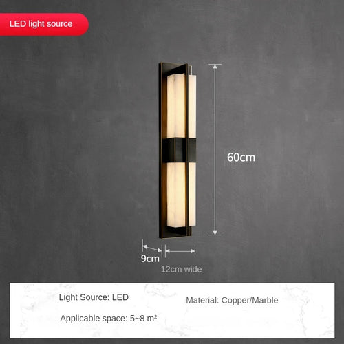 LED-Wandleuchte aus Kupfer mit spanischem Marmorstreifen - vue 13 sur 12
