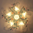 plafonnier led en fer fait main avec fleur de rose style américain coréen