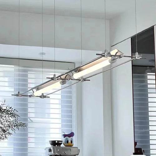 Industrieller LED-Kronleuchter extralang für Bar Studio Büro