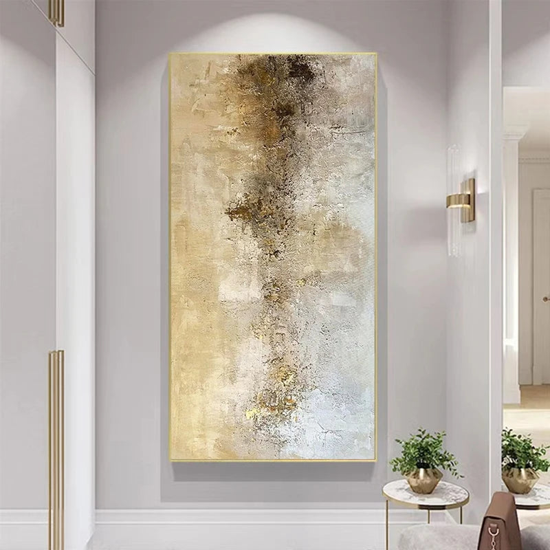 Customizable, Hand-painted Abstract Decorative Painting, Living Room Background Wall Hanging Painting Gold Foil, Canvas Painting