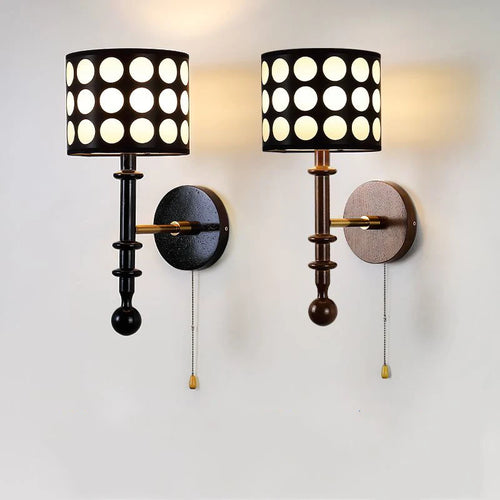 applique murale vintage française à pois avec interrupteur à cordon